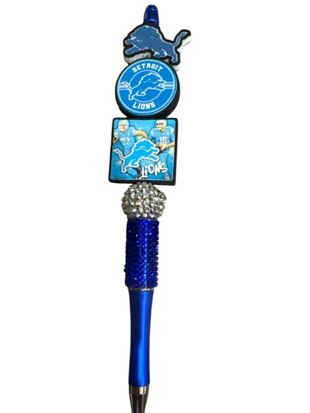 Detroit Lions Blue Rhinestone Ballpoint Pen With Team Logo Charms